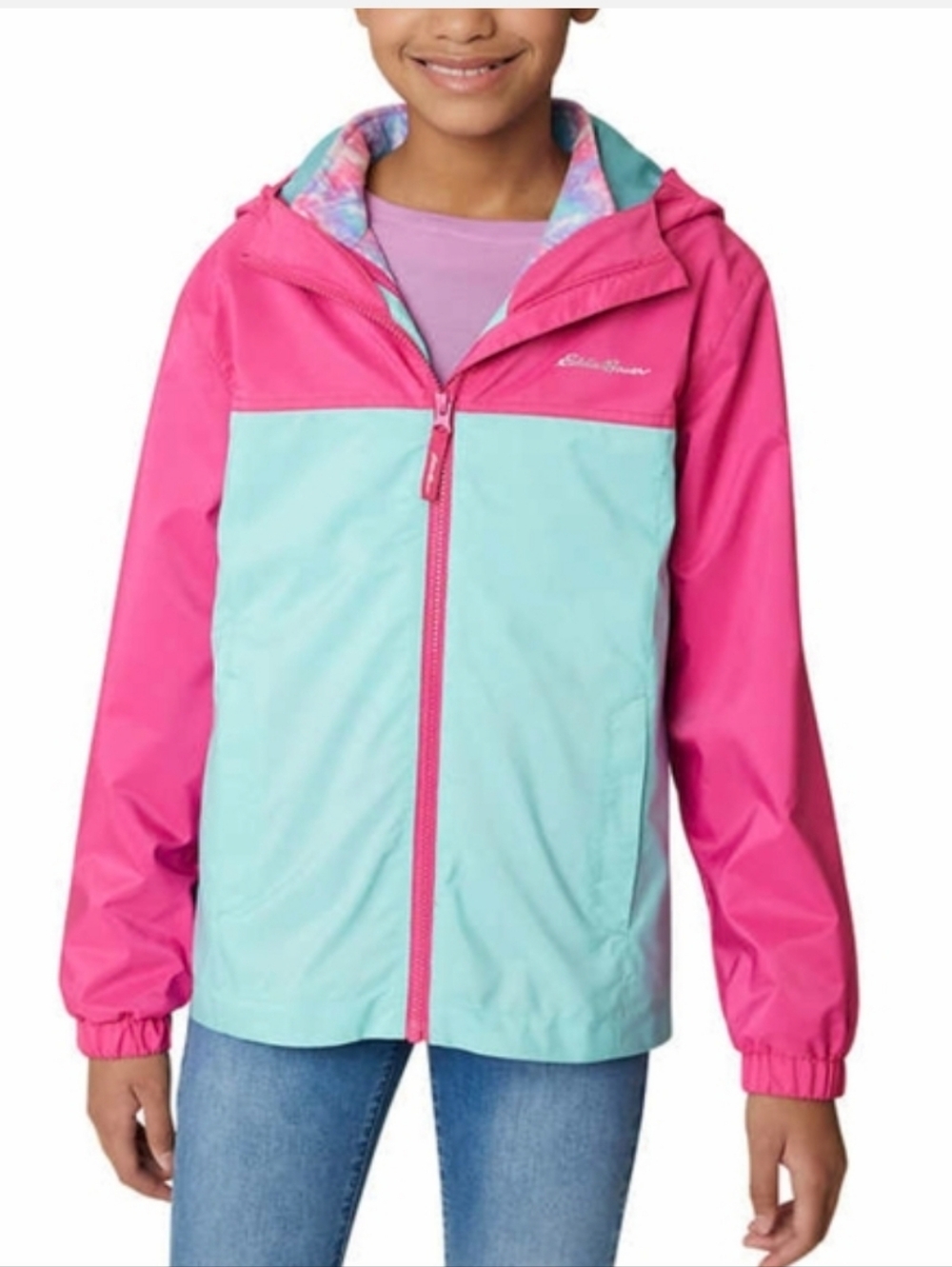 Eddie Bauer Youth Lone Peak 3-in-1 Jacket in magenta and blue